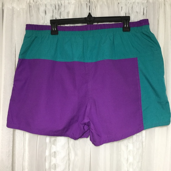 Vintage men swim trunks teal and purple size XL - Picture 8 of 8
